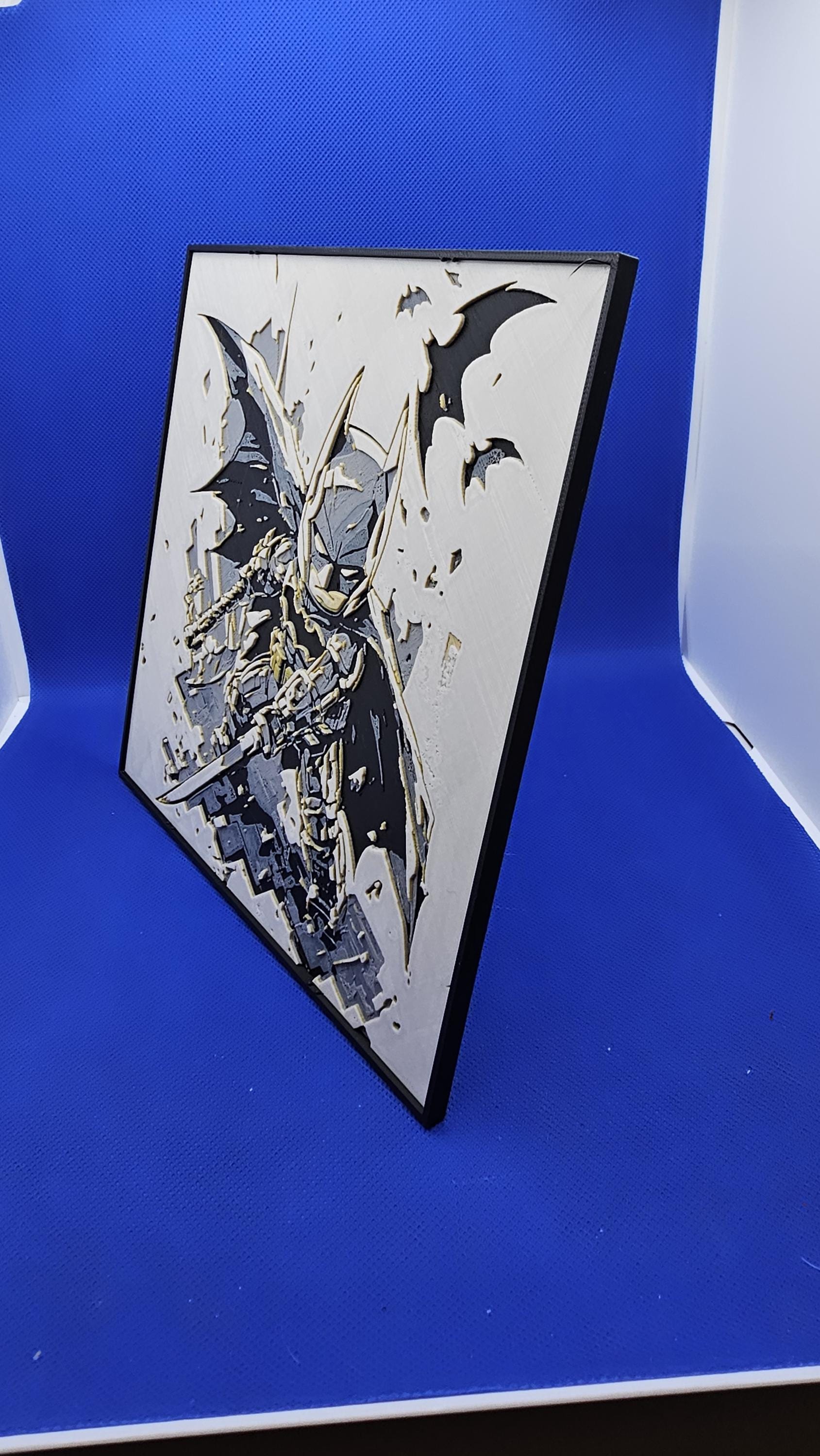 Chibi Lithograph Batman – 8×8 PLA Wall Art with Frame and Stand