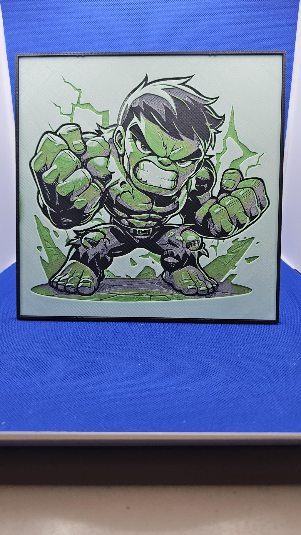 Chibi Hulk Lithograph – 8×8 PLA Wall Art with Frame & Stand