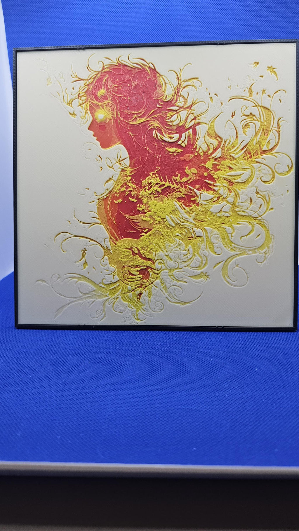 Fire Elemental Lithograph – 8×8 PLA Wall Art with Frame & Stand