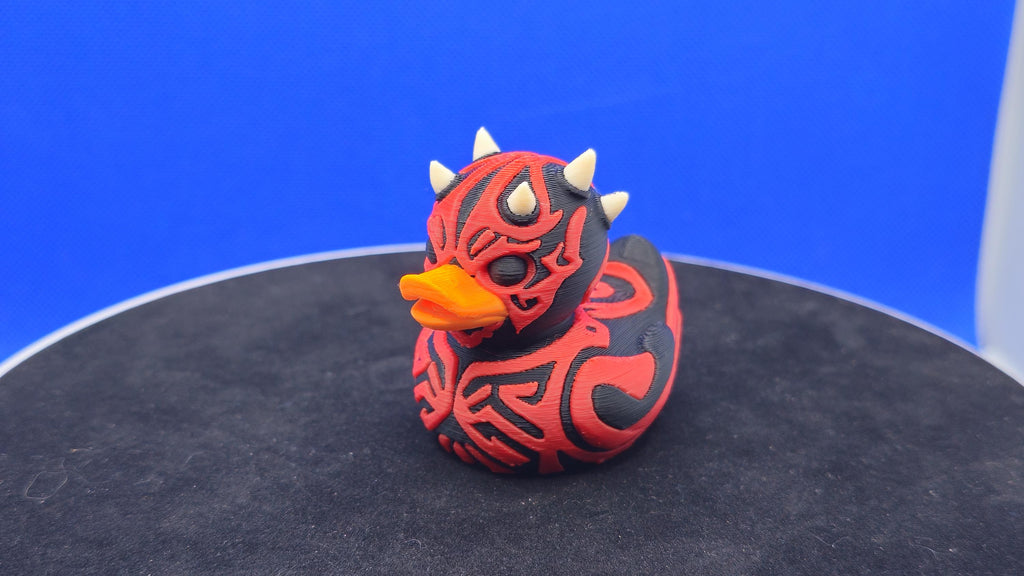 Darth Maul Style Mini Duck | Red Black PLA Collectible | Cruise Duck Hunt Toy
