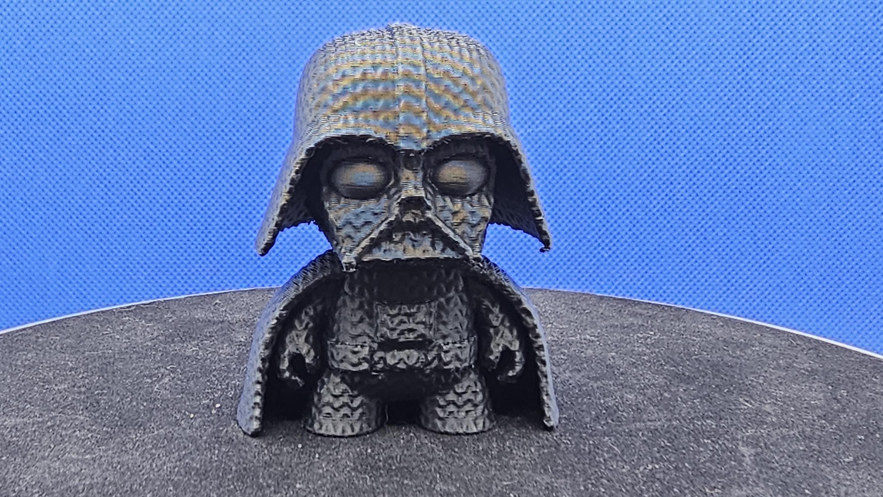 Knitted Dark Vader‑Style Mini | Dark Lord Plush‑Look Figure | 3D Printed Mini | Cruise Duck Companion