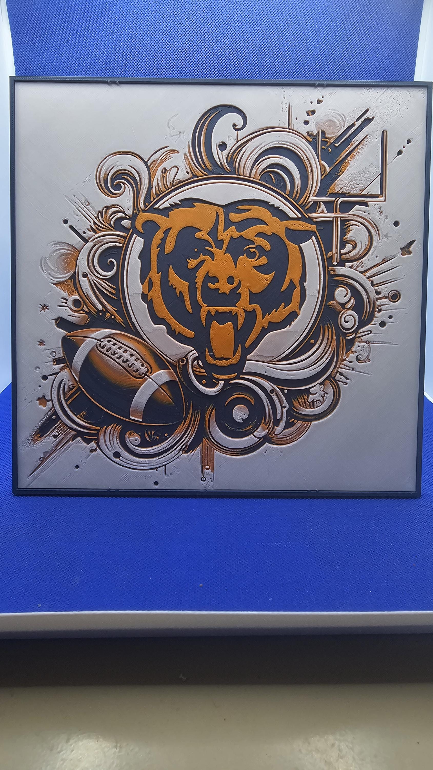 Chicago Bears Football Art Sign • Orange & Navy Wall Decor • Fan Cave Gift • Sports Room Display