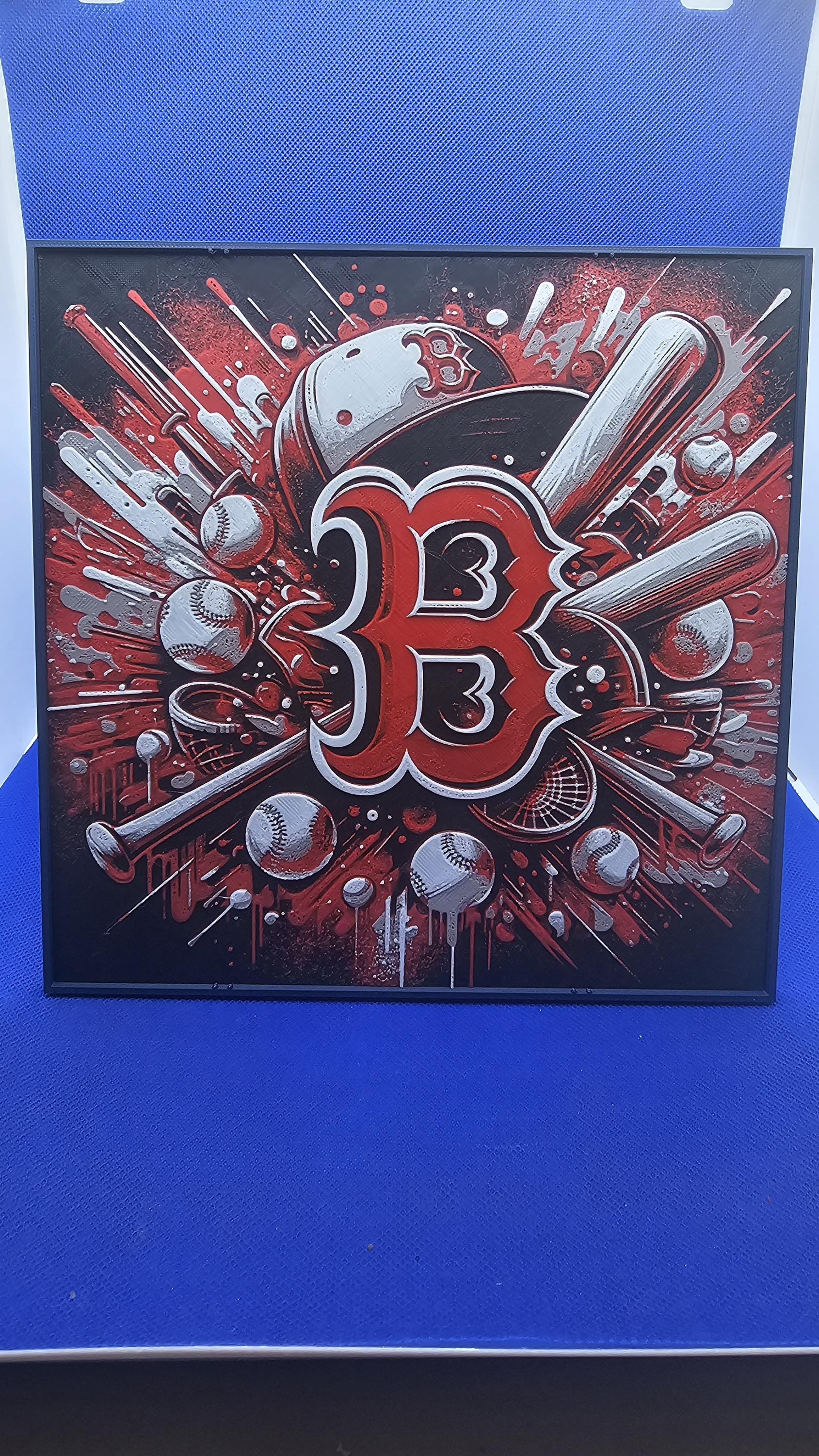 Boston Baseball Art Sign • Red “B” Wall Decor • Fan Cave Gift • Sports Room Display