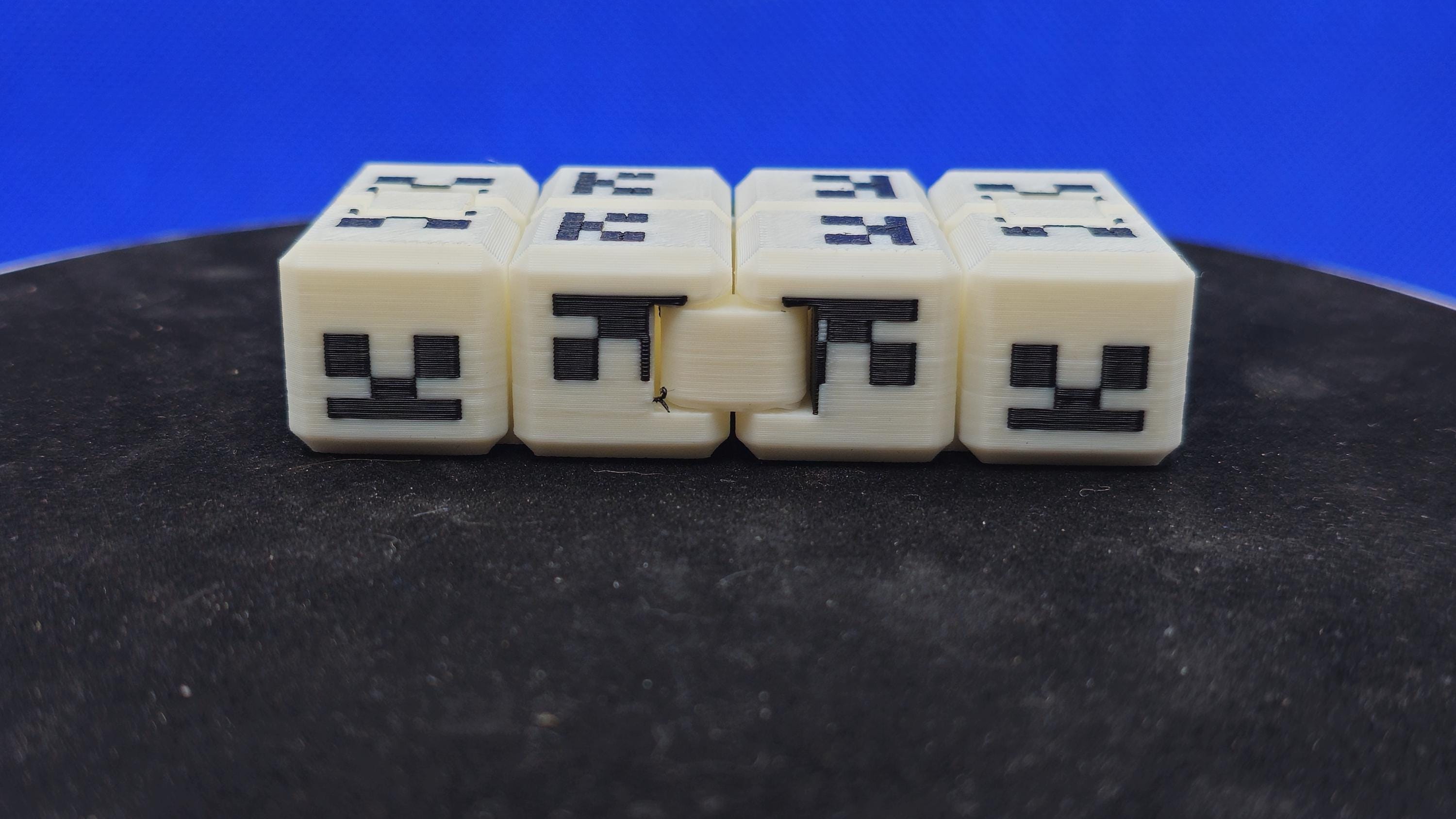 Pixel Skeleton Infinity Cube – Gray & White PLA Fidget Toy