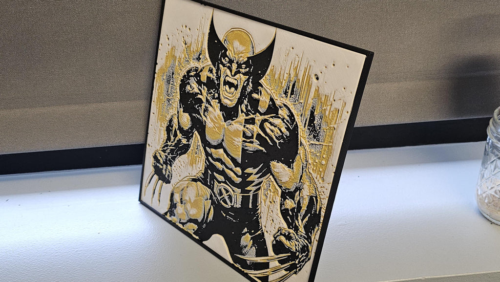 Wolverine Yellow Suit Art – 8x8 Framed Lithograph Print, Comic Wall Decor
