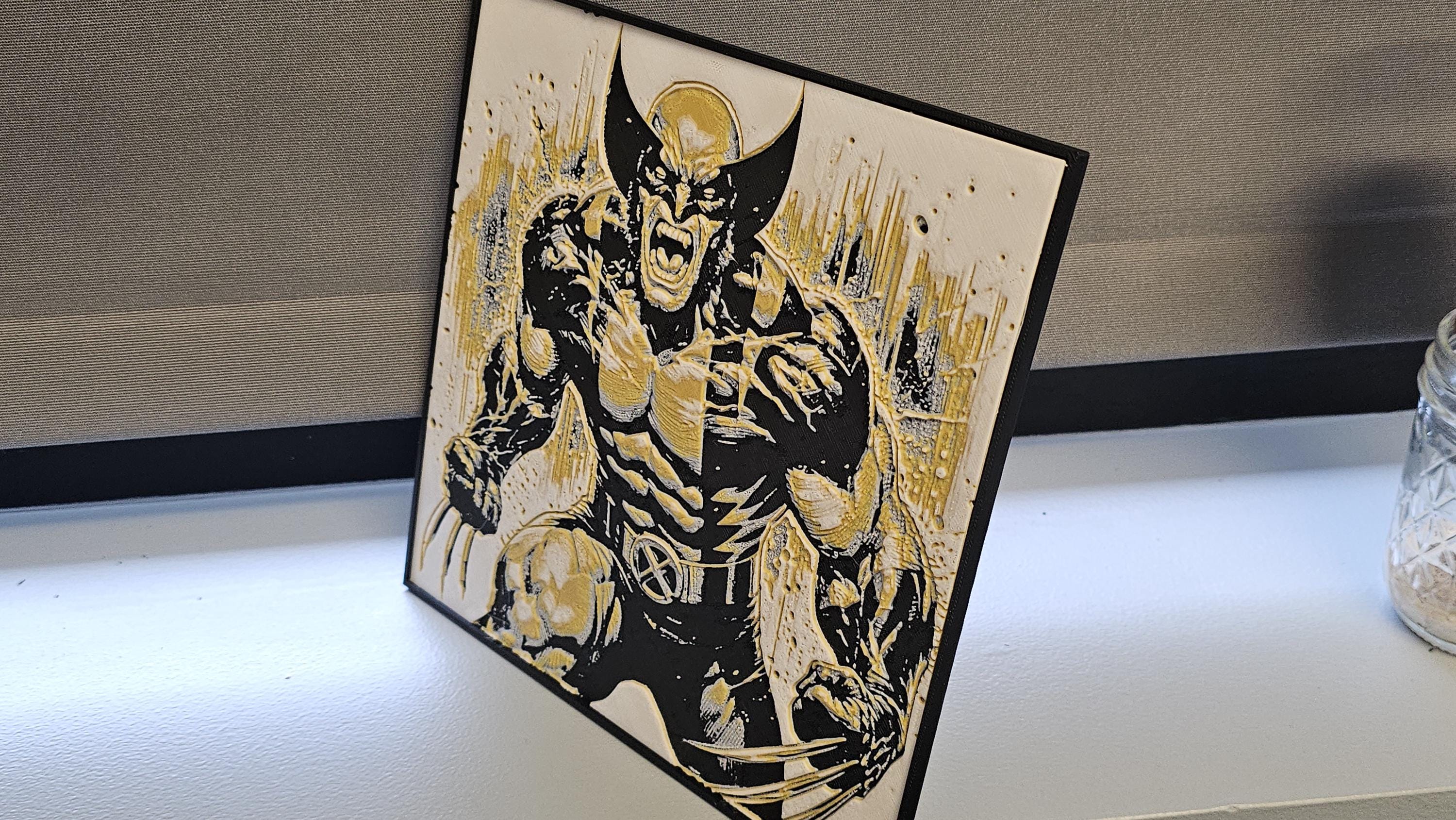 Wolverine Yellow Suit Art – 8x8 Framed Lithograph Print, Comic Wall Decor