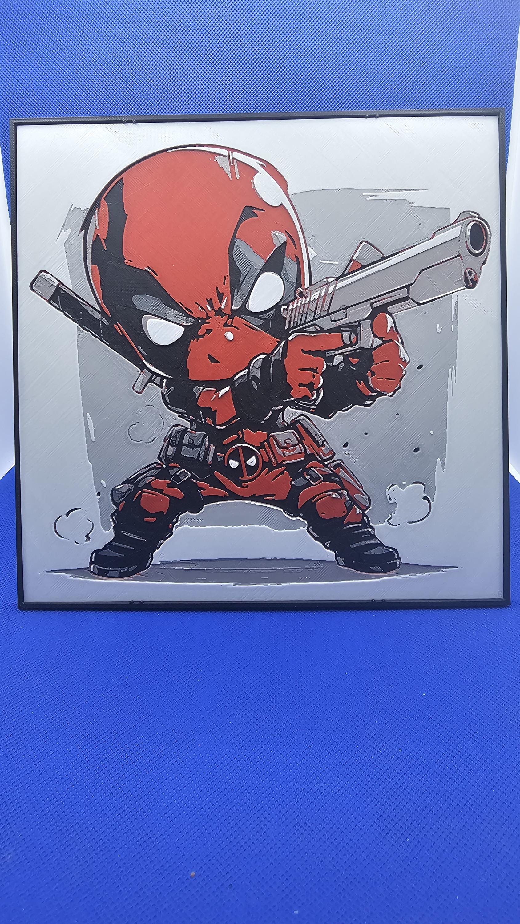 Chibi Red Mask Hero Lithograph – 8×8 3D Printed PLA Wall Art