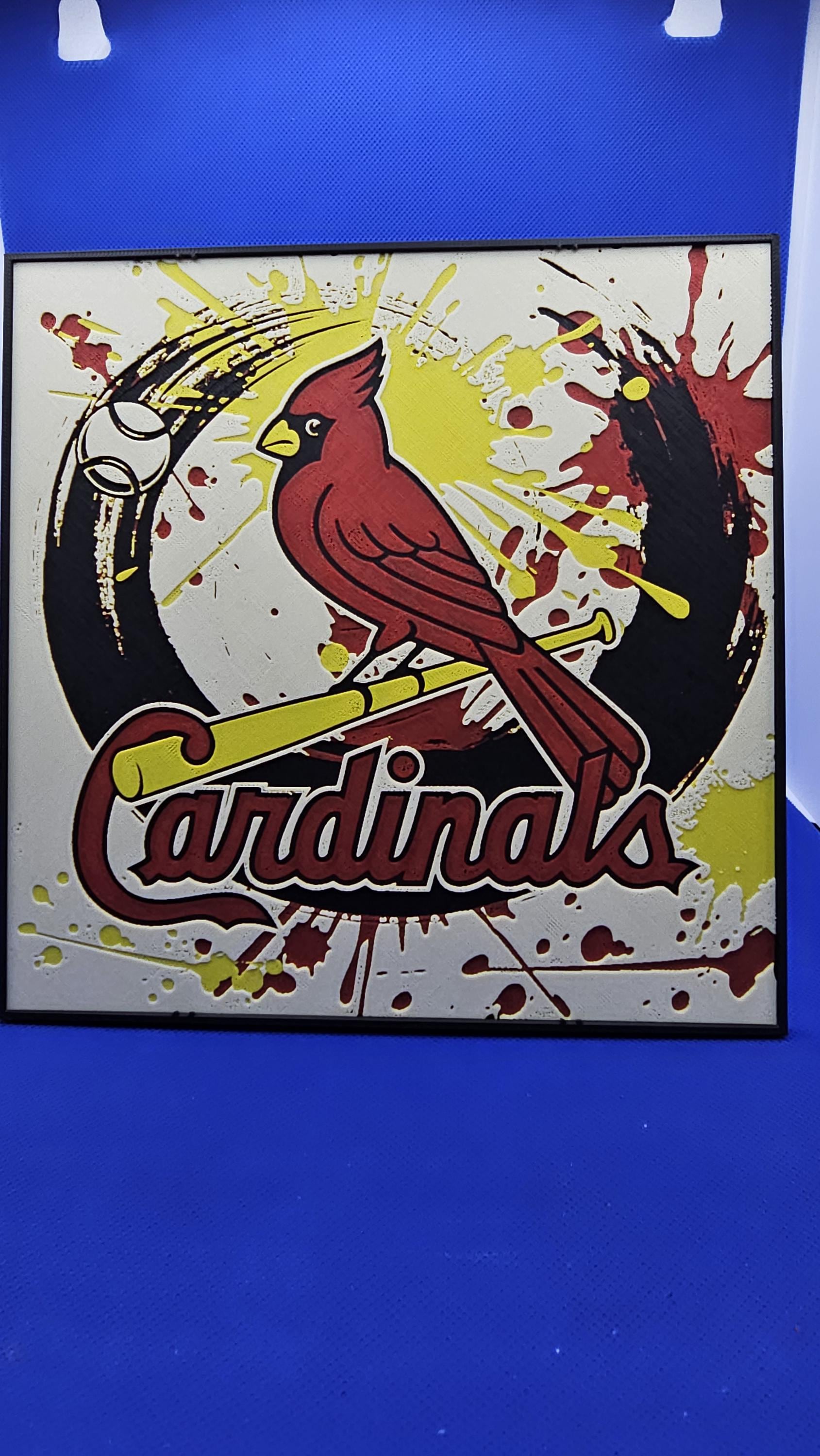 St. Louis Cardinals‑Style Baseball Lithograph – 8×8 PLA Wall Art with Frame & Stand