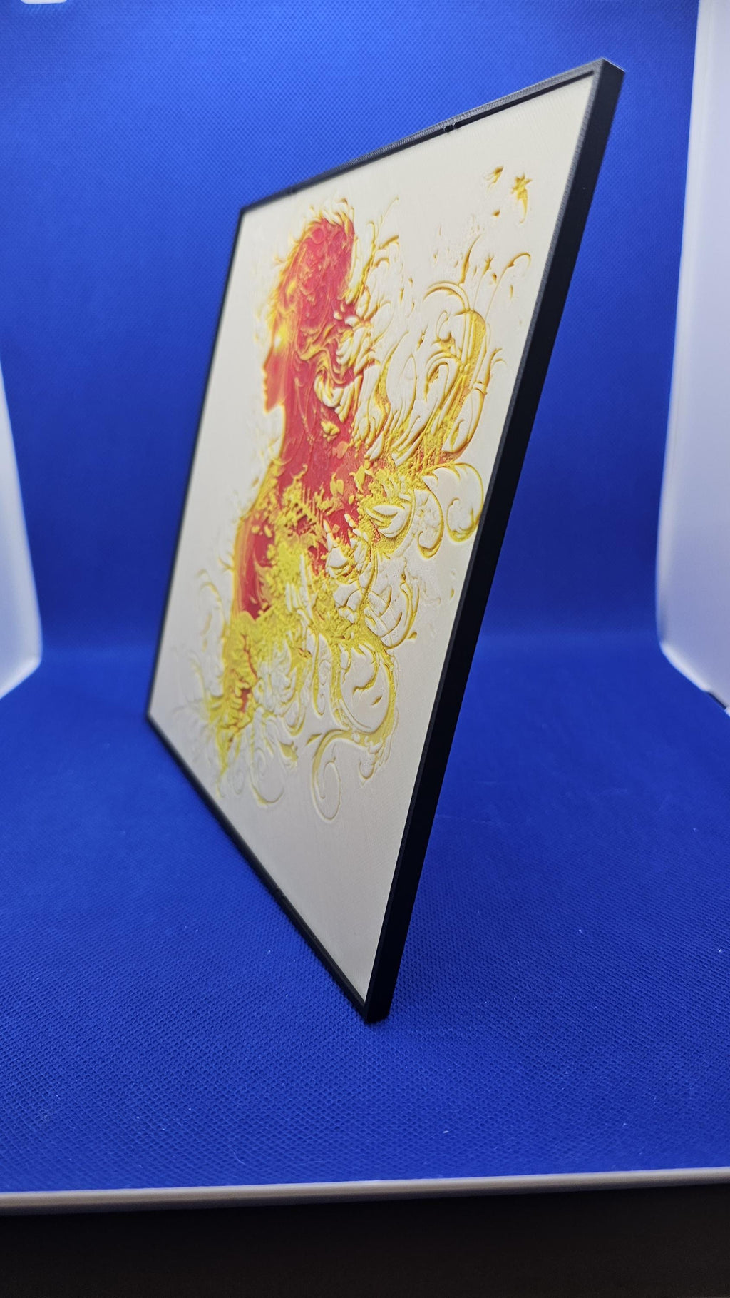 Fire Elemental Lithograph – 8×8 PLA Wall Art with Frame & Stand