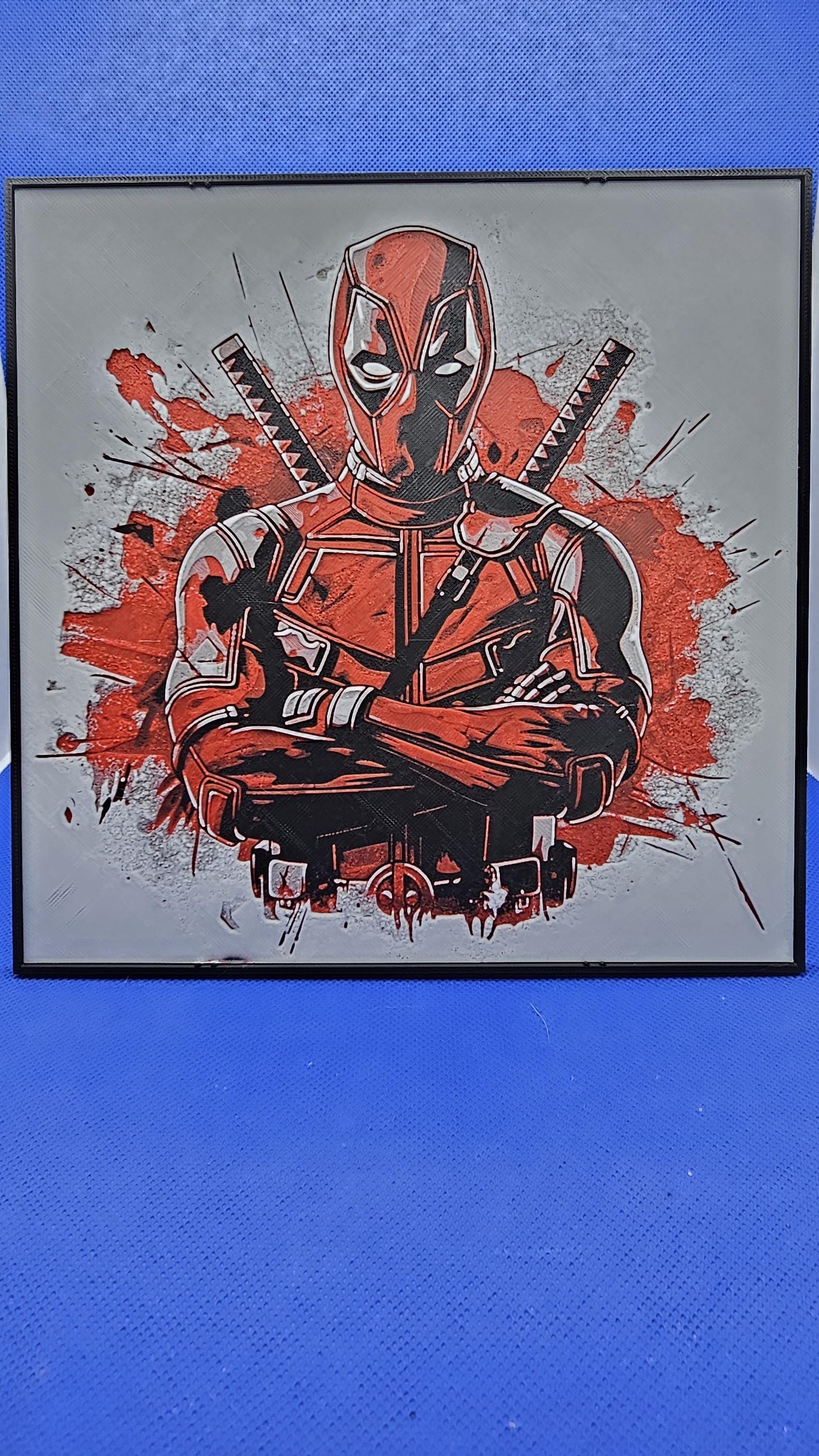 Red Masked Merc Lithograph – 8×8 PLA Art with Frame & Stand