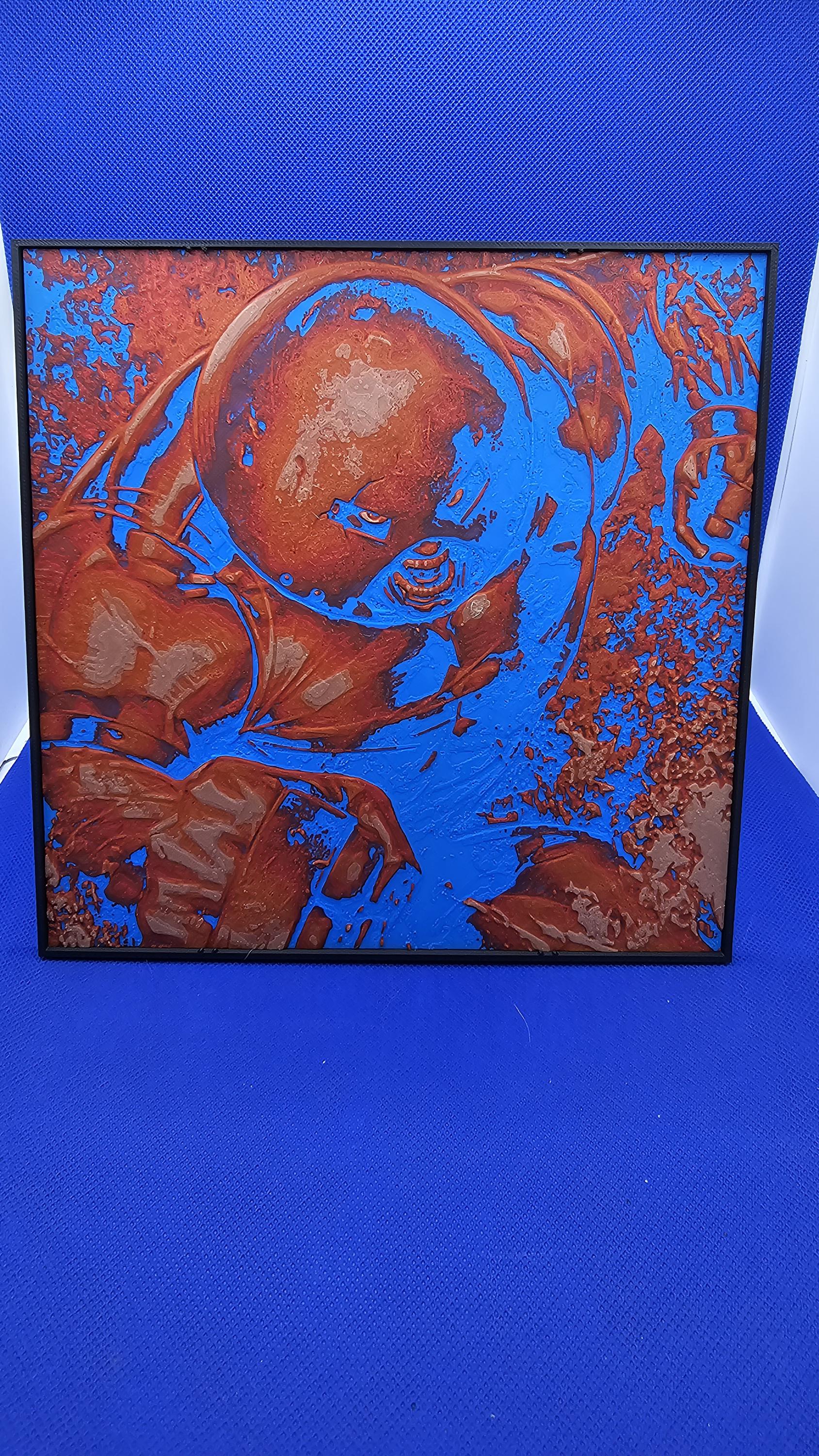 Unstoppable Crimson Titan Lithograph – 8×8 PLA Art with Frame & Stand