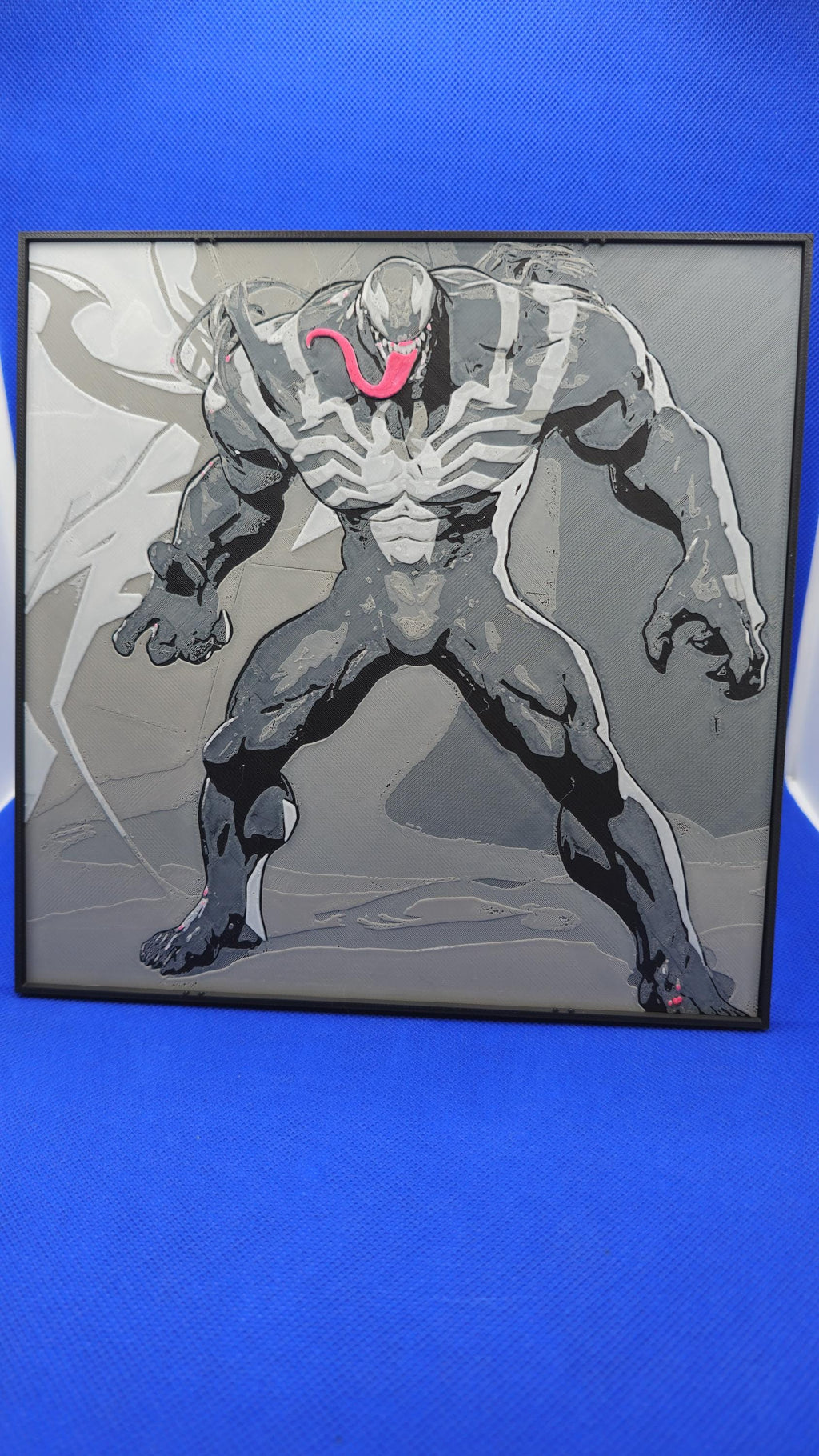 Symbiote Shadow Beast Lithograph – 8×8 PLA Art with Frame & Stand