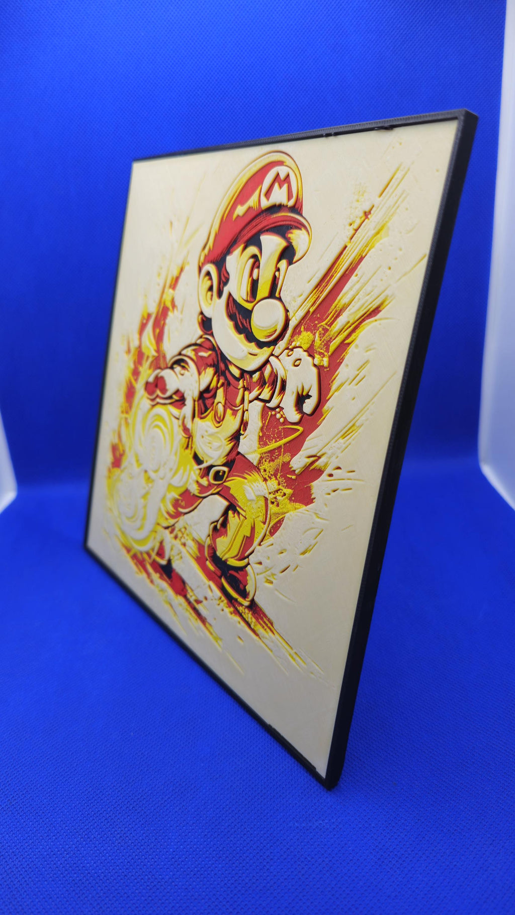 Plumber Hero Fireball Lithograph – 8×8 PLA Art with Frame & Stand