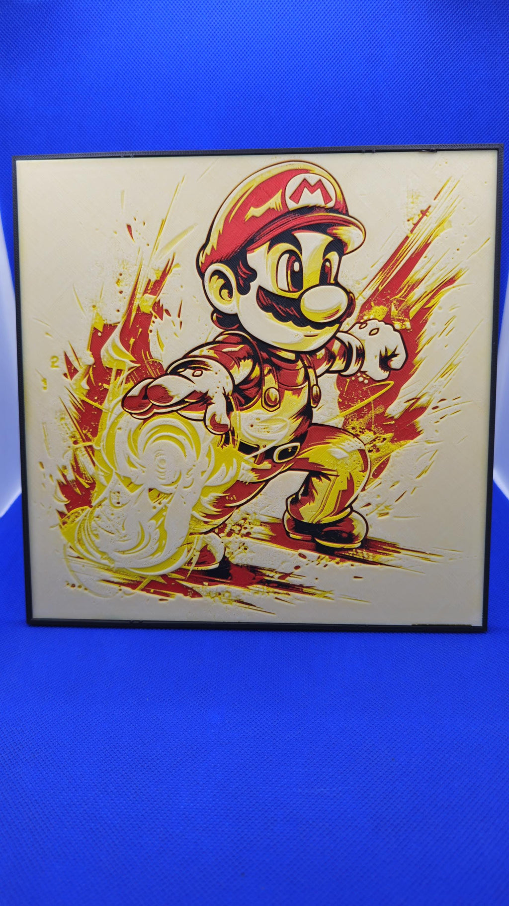 Plumber Hero Fireball Lithograph – 8×8 PLA Art with Frame & Stand