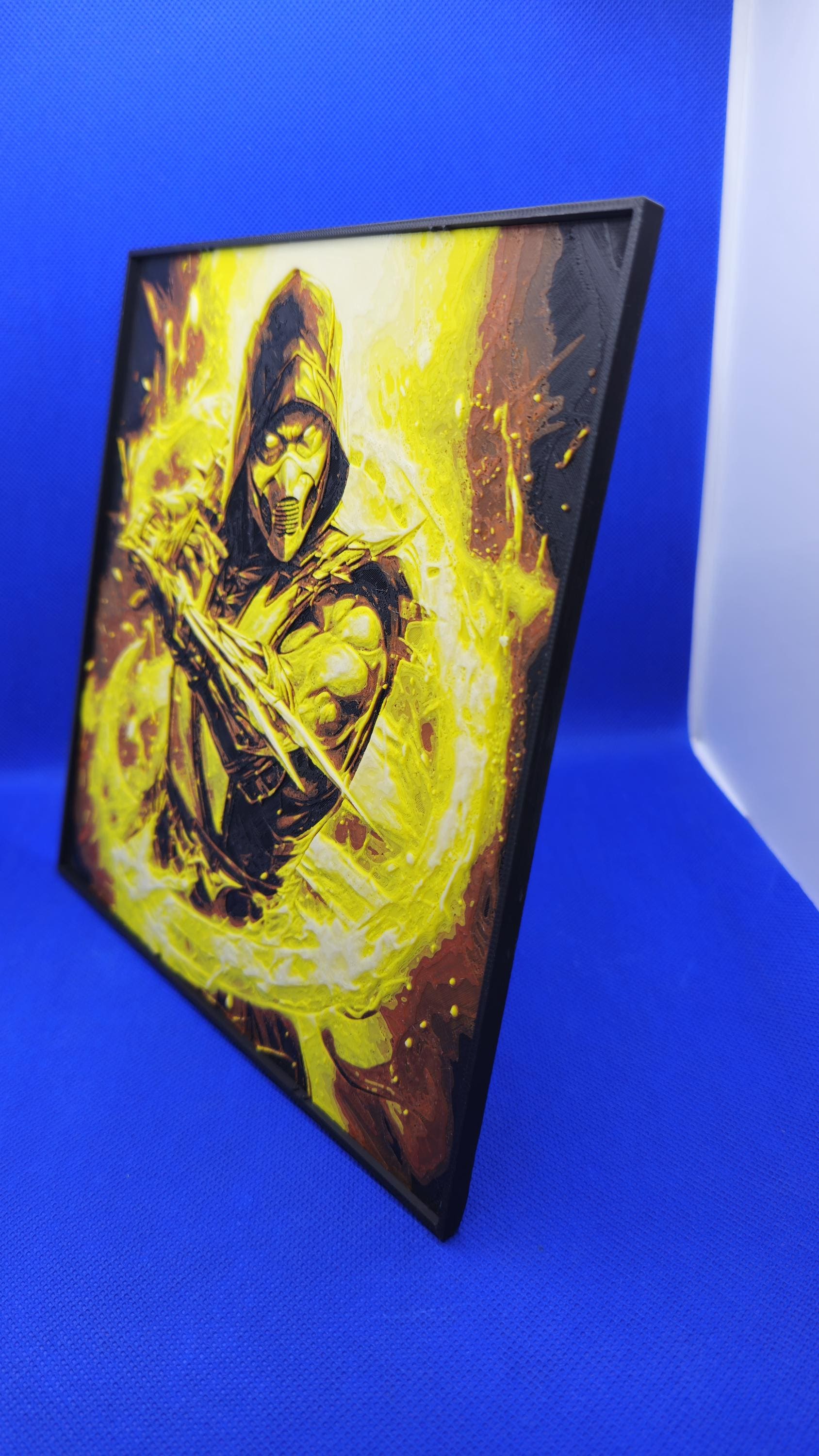 Hellfire Ninja Warrior Lithograph – 8×8 PLA Art with Frame & Stand