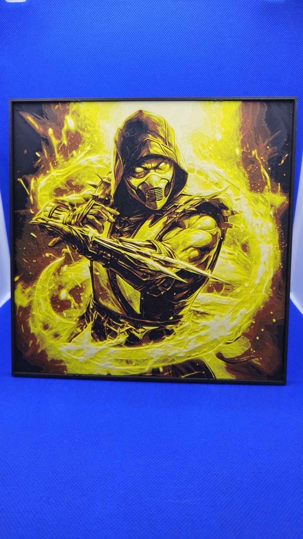 Hellfire Ninja Warrior Lithograph – 8×8 PLA Art with Frame & Stand