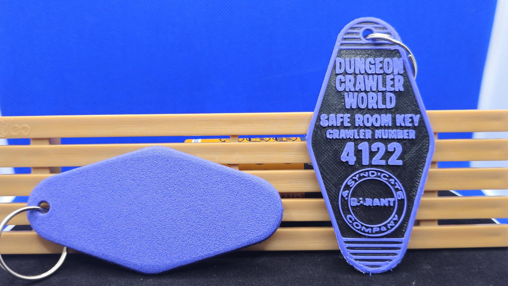 Dungeon Crawler World Safe Room Key Tag • Matt Dinniman Fan Keychain Purple and Black