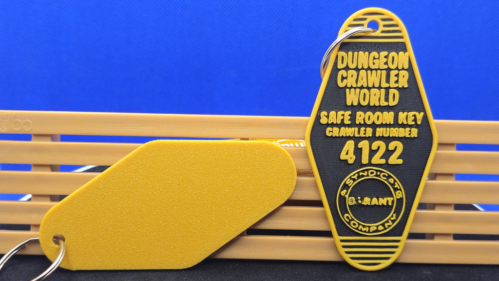 Dungeon Crawler World Safe Room Key Tag • Matt Dinniman Fan Keychain Gold and Black