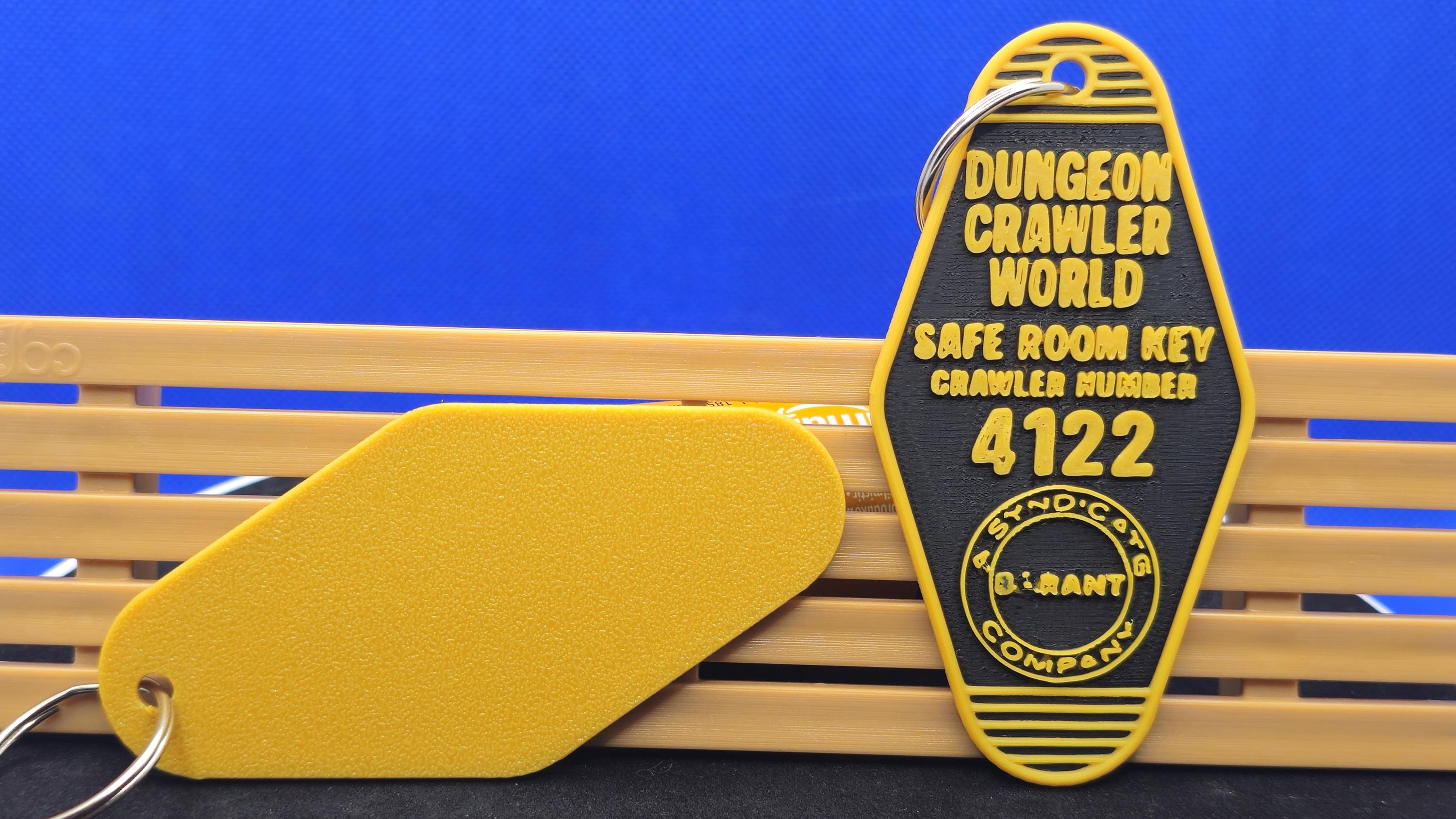 Dungeon Crawler World Safe Room Key Tag • Matt Dinniman Fan Keychain Gold and Black