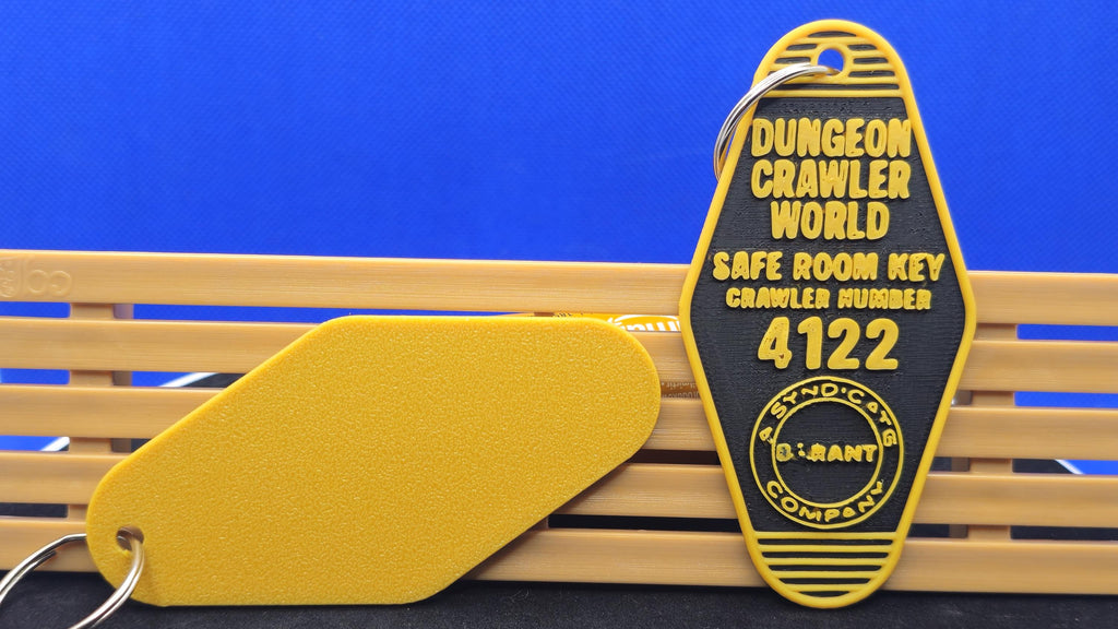 Dungeon Crawler World Safe Room Key Tag • Matt Dinniman Fan Keychain Gold and Black