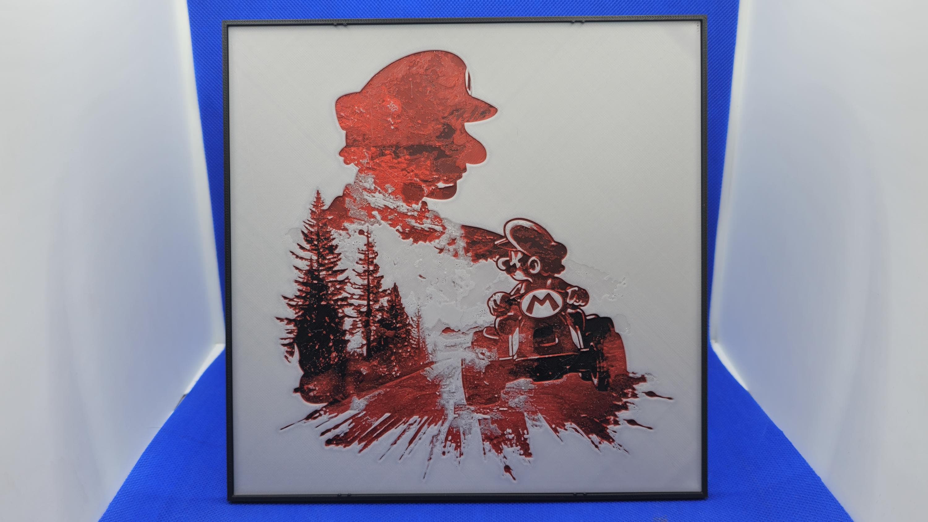 Plumber Cart Racer Lithograph – 8×8 PLA Art with Frame & Stand