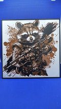 Raccoon Guardian Lithograph – 8×8 PLA Art with Frame & Stand