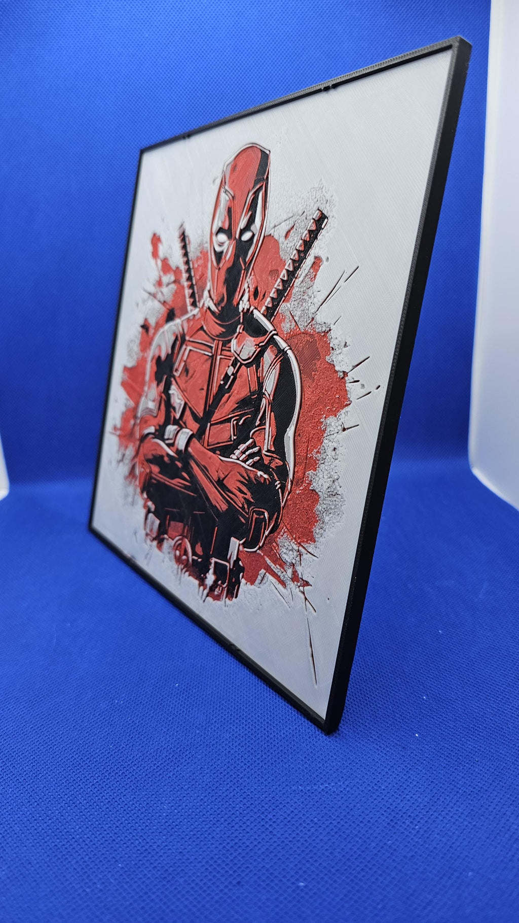 Red Masked Merc Lithograph – 8×8 PLA Art with Frame & Stand