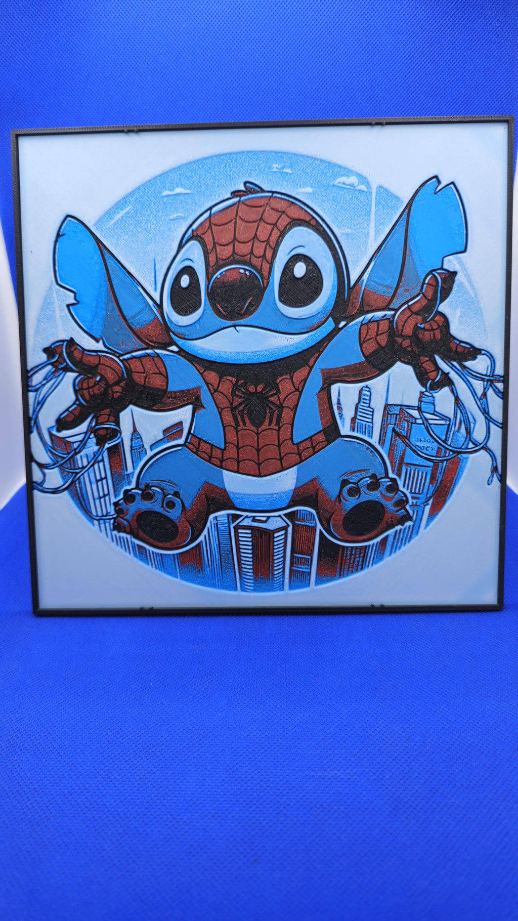 Web Alien Hero Mashup Lithograph – 8×8 PLA Art with Frame & Stand