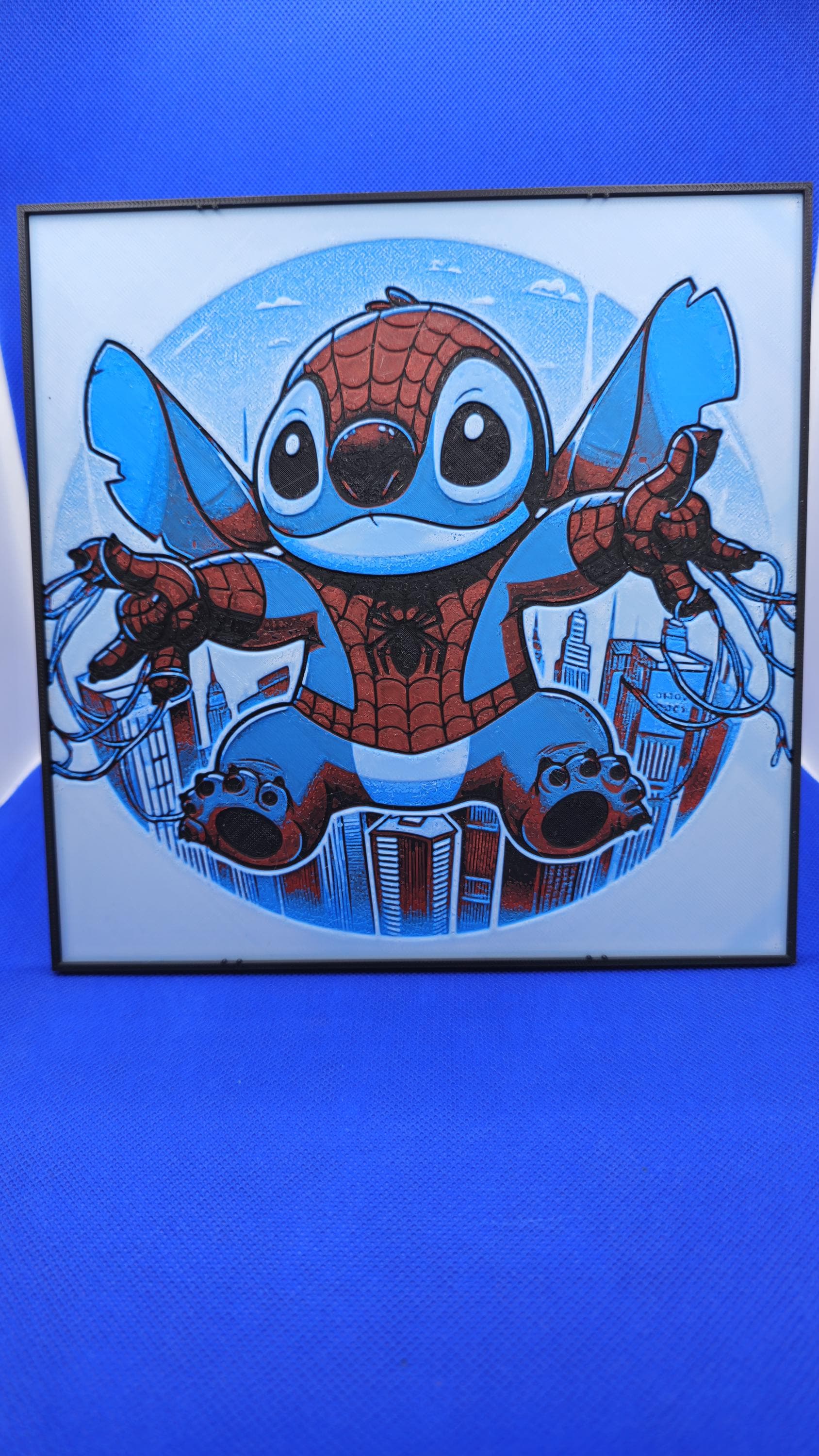 Web Alien Hero Mashup Lithograph – 8×8 PLA Art with Frame & Stand