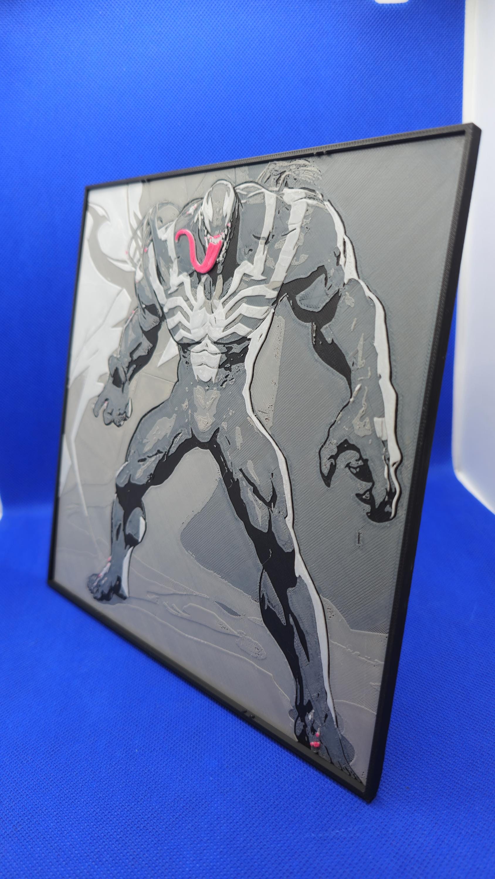 Symbiote Shadow Beast Lithograph – 8×8 PLA Art with Frame & Stand