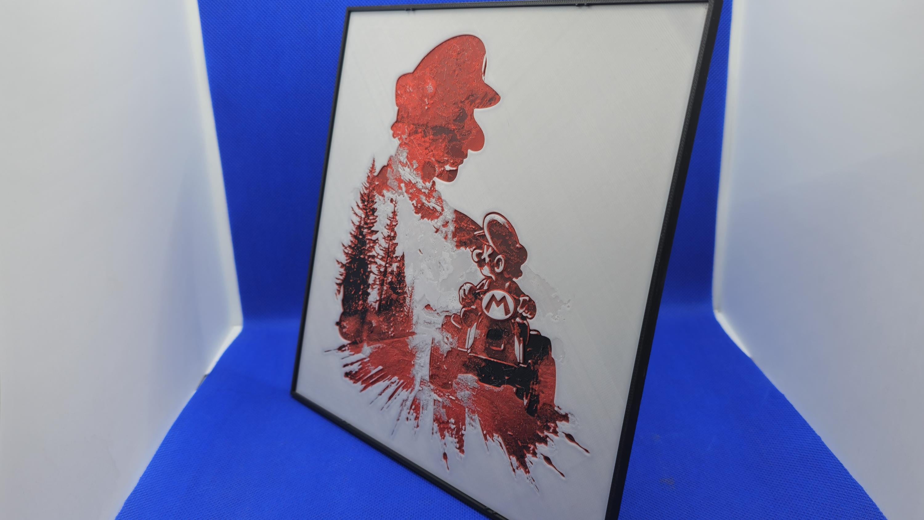 Plumber Cart Racer Lithograph – 8×8 PLA Art with Frame & Stand
