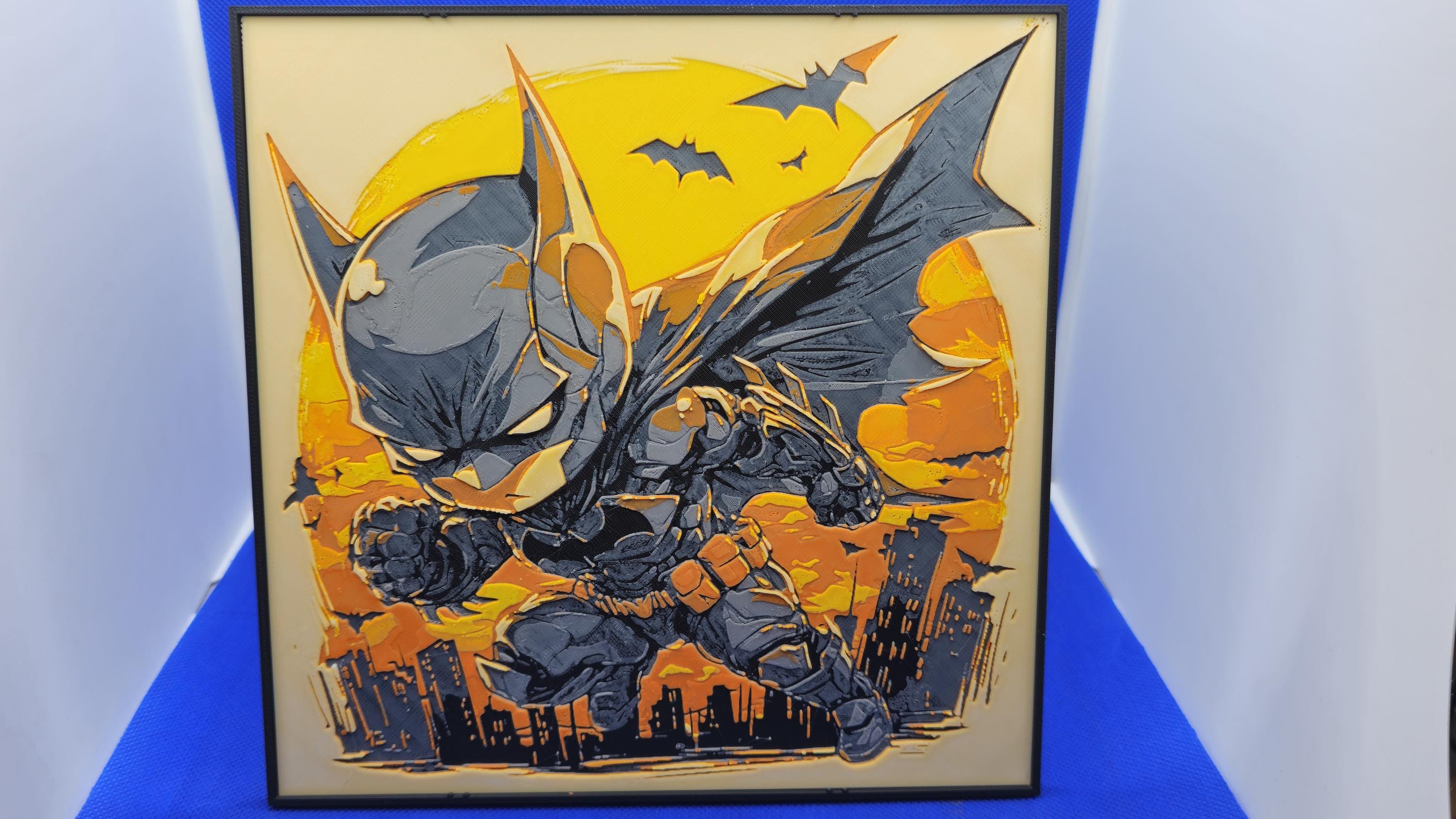 Chibi Dark Hero Lithograph – 8×8 PLA Art with Frame & Stand