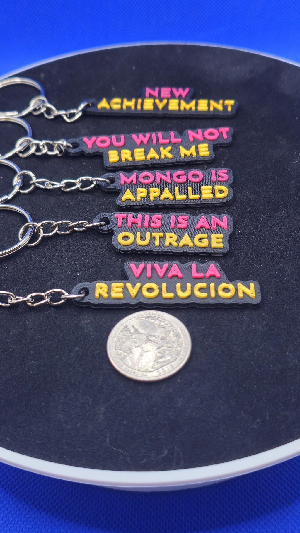Dungeon Crawler Carl Quote Keychain Set – All 5 Quotes – Fantasy RPG Gift Pack