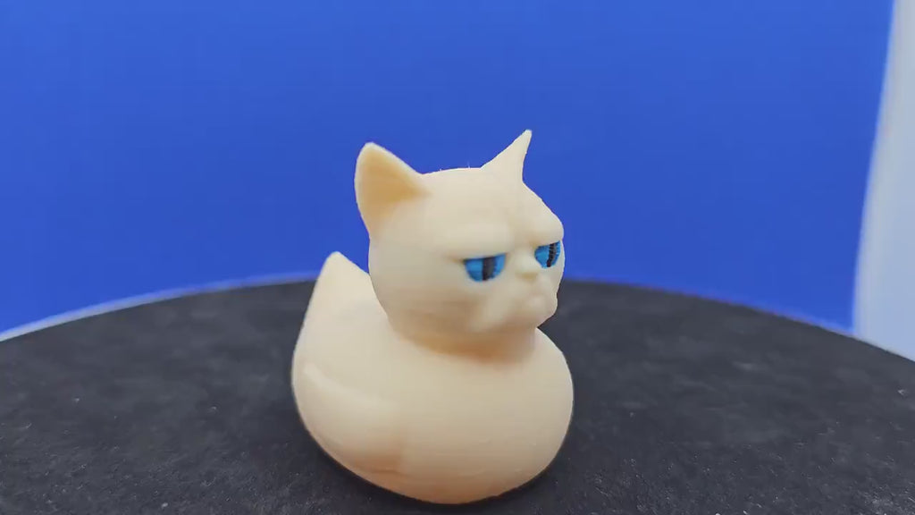 Grumpy Cat Duck Hybrid: 3D Printed Mini Figure, Cat Lover Gift