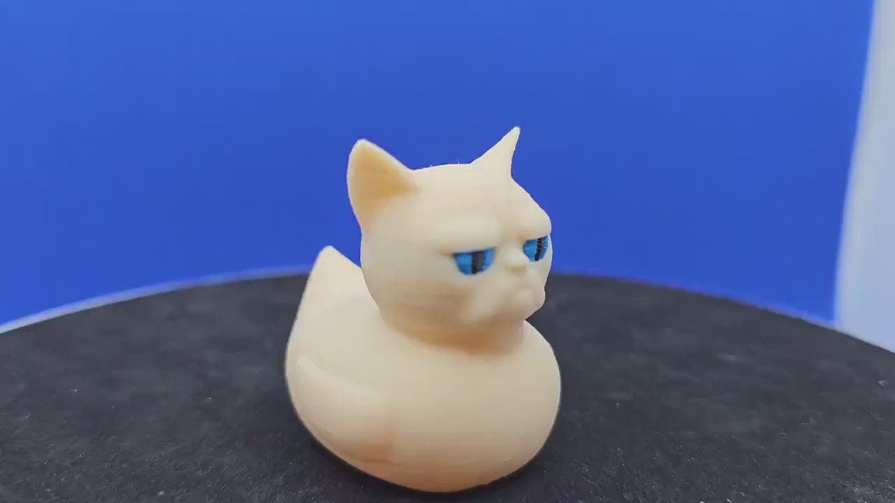 Grumpy Cat Duck Hybrid: 3D Printed Mini Figure, Cat Lover Gift