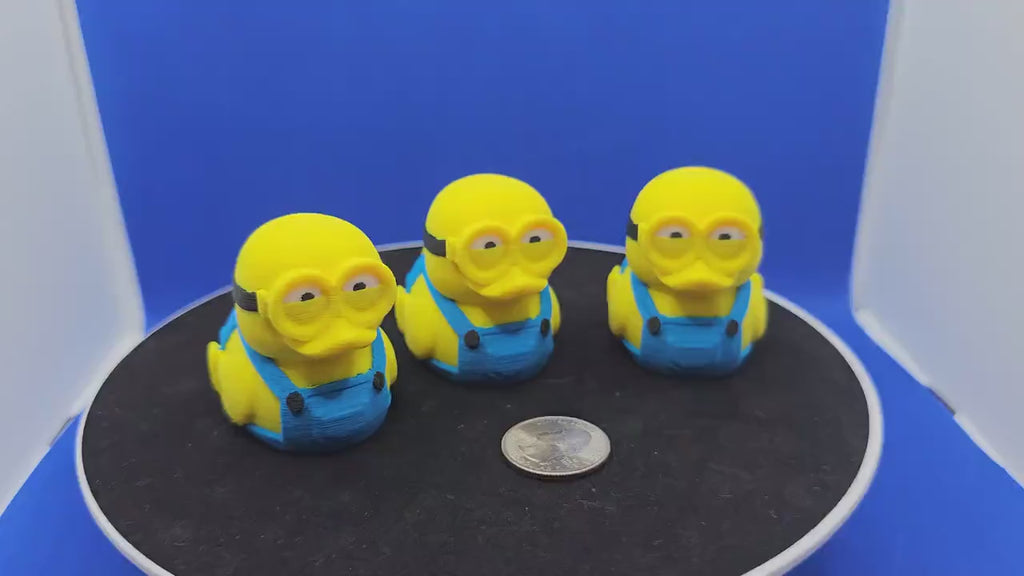 Bob Minion Duck Figurine – Yellow Blue Overalls Character Decor – Cruise Duck Toy