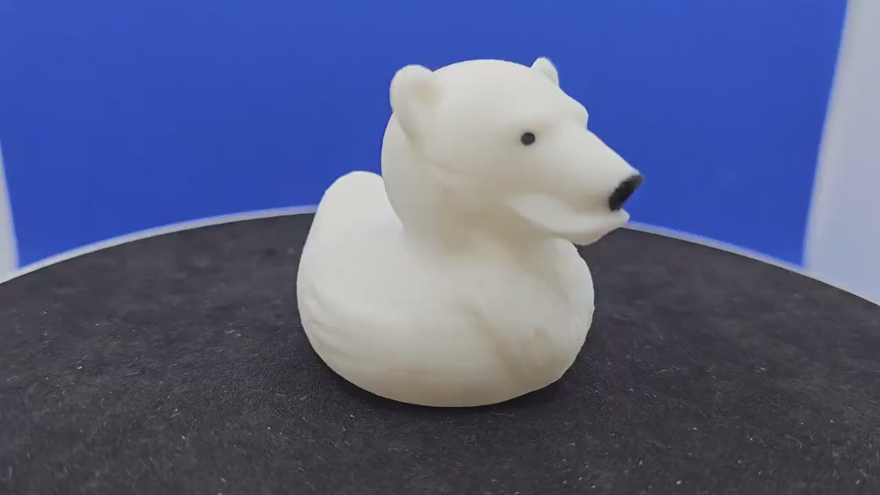 Polar Bear Duck Toy: 3D Printed Arctic Animal Collectible (2 inches)
