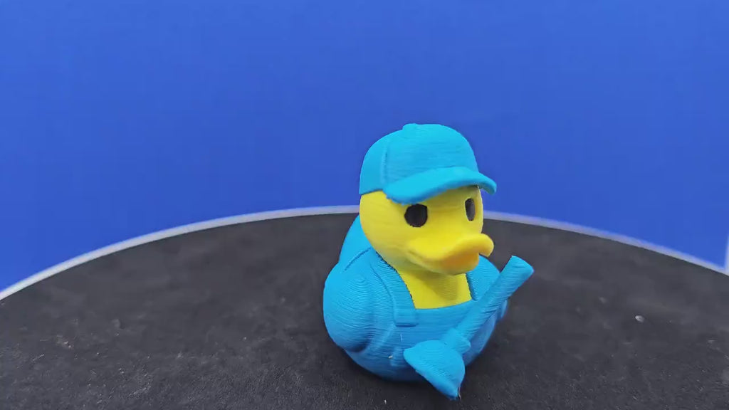 3D Printed Plumber Duck – Blue Overalls, Cap, Cruise Duck Hunt Toy