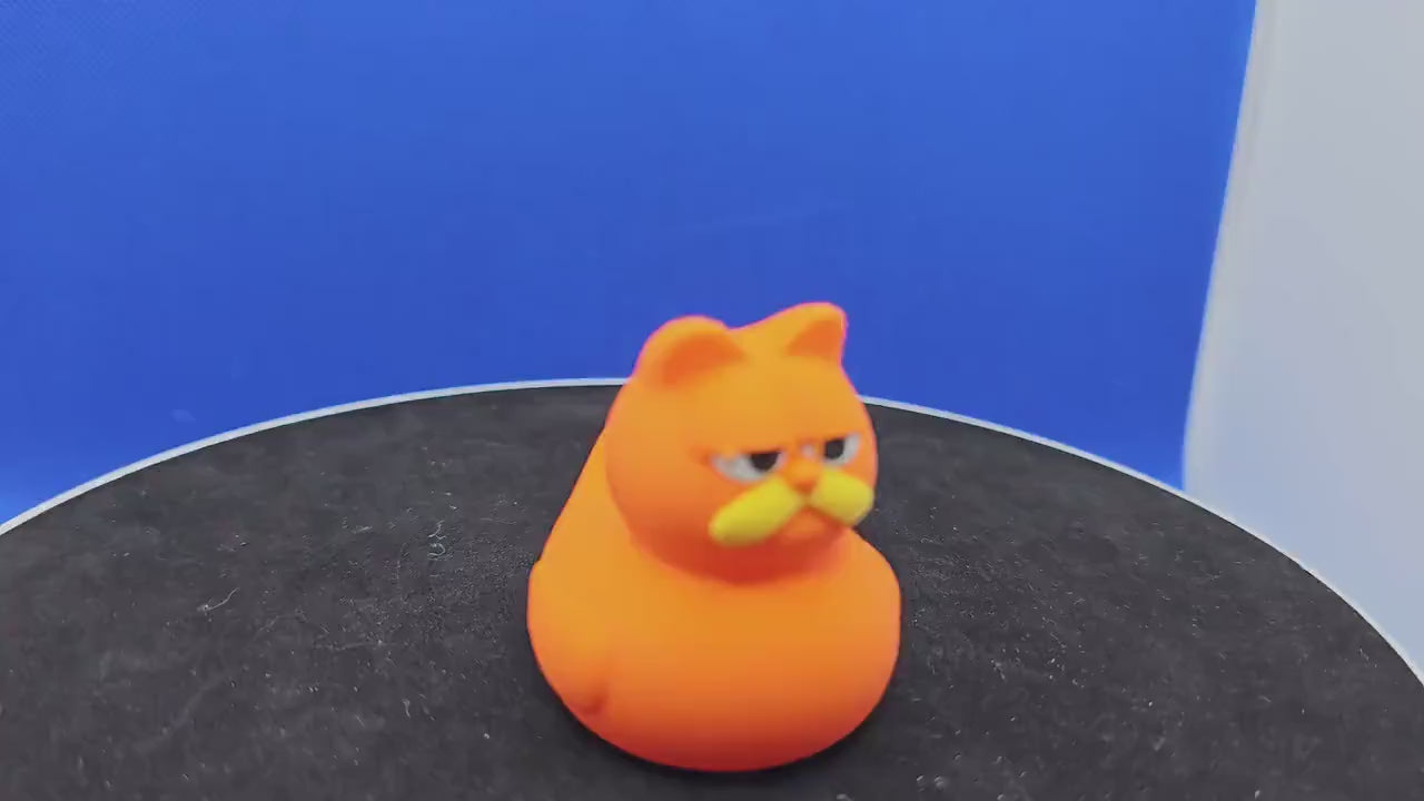 Garfield Cat Duck Hybrid, 3D Printed Orange Chibi Toy, Cat Lover Gift