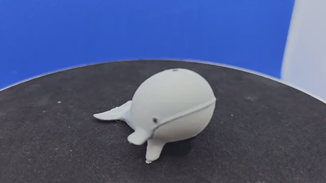 Stumpy Whale Mini Duck, 3D Printed PLA, Ocean Blue Surprise Toy