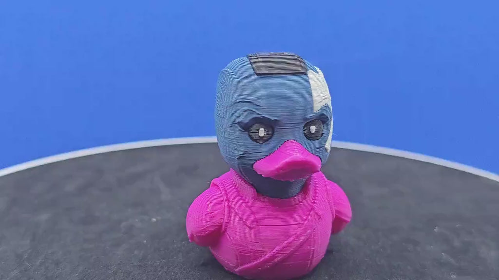 Nebula-Style Cyber Warrior Duck – 3D Printed Space Hero Collectible – Blue Sci-Fi Armor Quacker