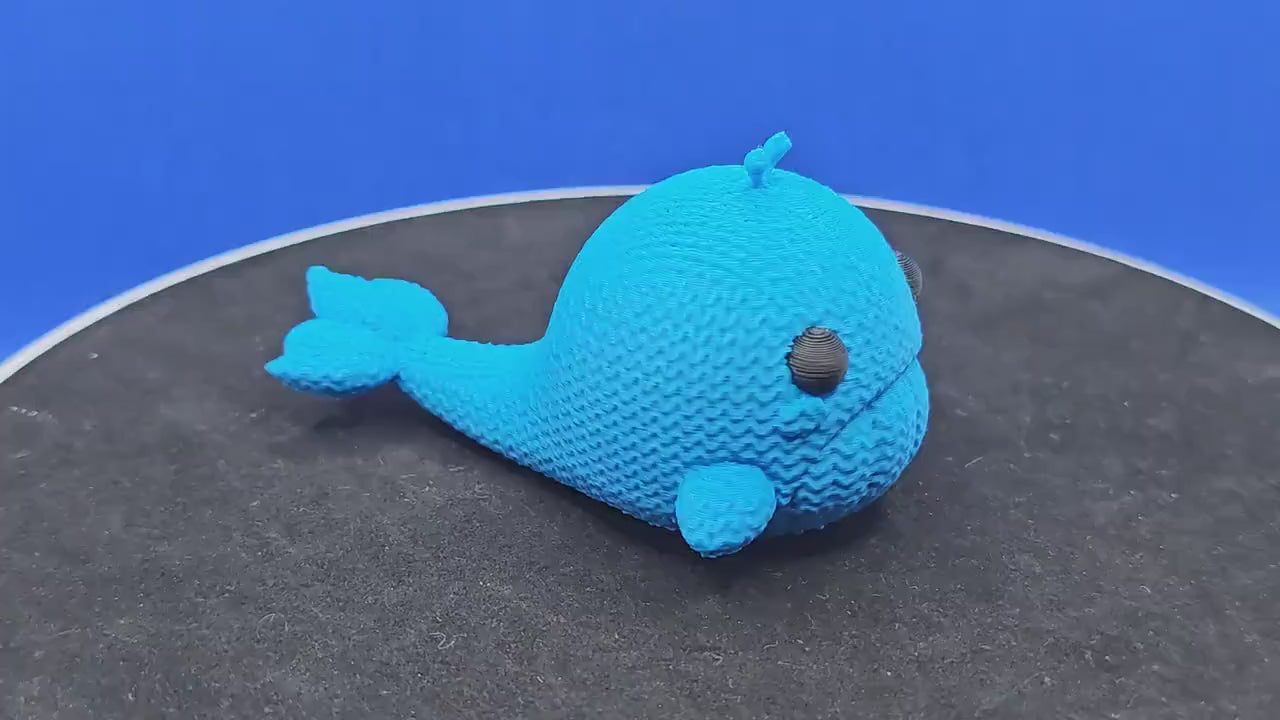 Knitted Whale • Mini Whale Figurine • 3D Printed Cruise Critter • Cute Ocean Collectible • Tiny Whale Gift