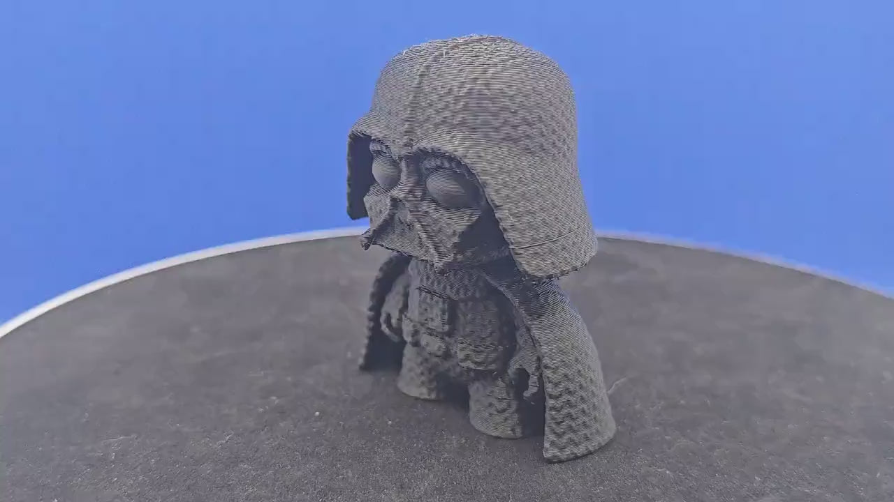 Darth Vader Style Mini Figure | 3D Printed PLA, Knit-Texture Cape, Cruise Duck Companion
