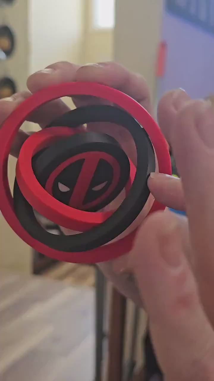 Deadpool‑Style Gyroscopic Spinner | Hero Parody Fidget Toy | 3D Printed Collectible