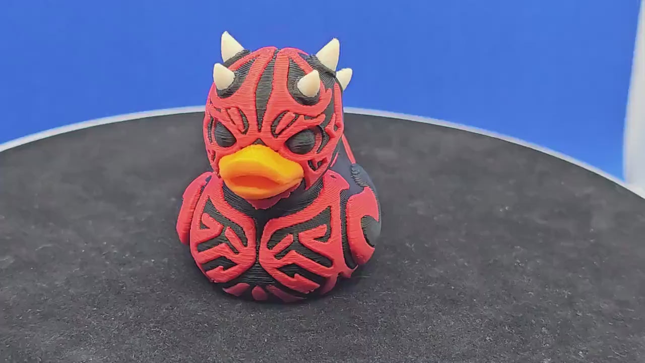 Darth Maul Style Mini Duck | Red Black PLA Collectible | Cruise Duck Hunt Toy